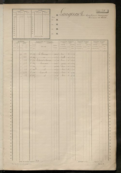 Matrice des propriétés non bâties, fol. 501 à 1104.