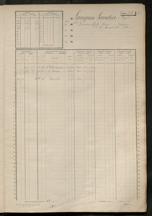 Matrice des propriétés non bâties, fol. 501 à 1104.
