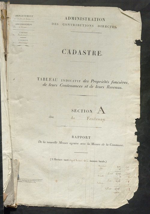 Etats de sections.