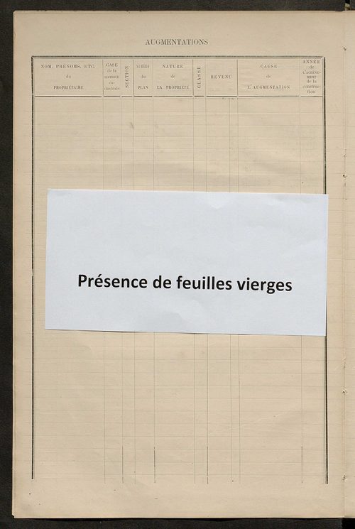 Matrice des propriétés bâties ; augmentations et diminutions, 1883-1891 ; séparation des revenus cadastraux afférents, pour l'année 1882, aux propriétés bâties et non bâties (état-balance) ; table alphabétique des propriétaires.