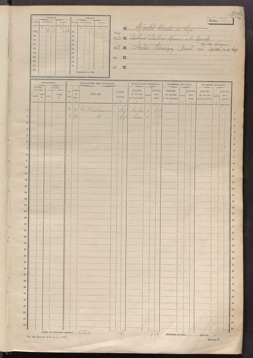 Matrice des propriétés non bâties, fol. 501 à 1000.