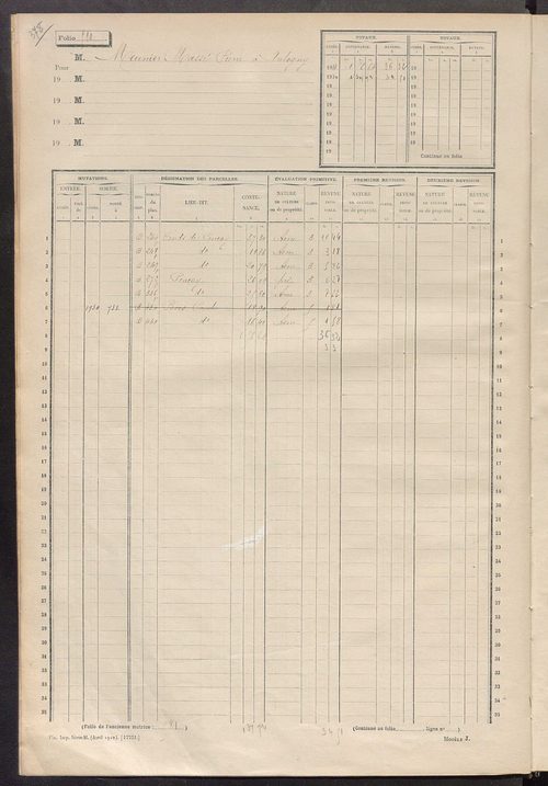 Matrice des propriétés non bâties, fol. 501 à 1000.