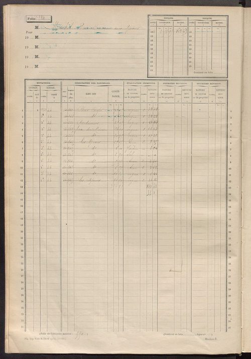 Matrice des propriétés non bâties, fol. 501 à 1000.