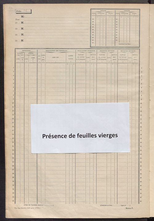 Matrice des propriétés non bâties, fol. 501 à 1000.