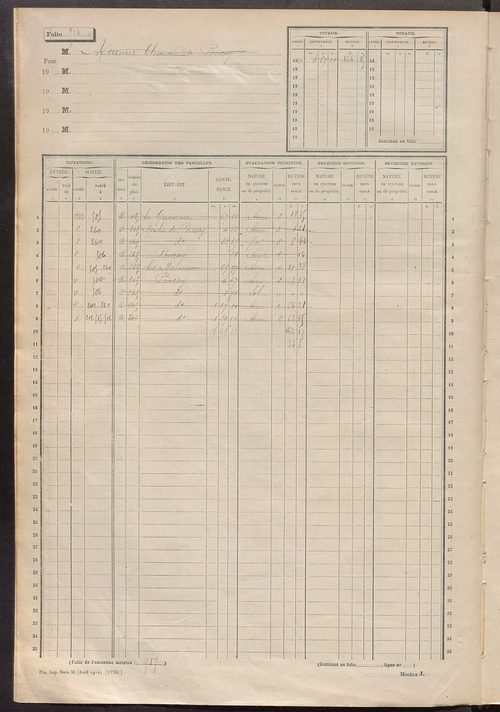 Matrice des propriétés non bâties, fol. 501 à 1000.