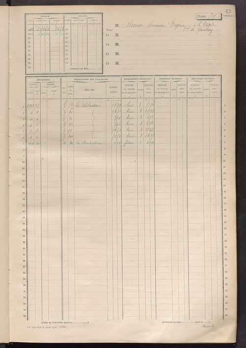 Matrice des propriétés non bâties, fol. 501 à 1000.