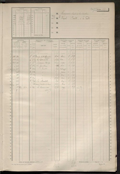 Matrice des propriétés non bâties, fol. 489 à 1088.