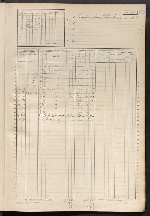 Matrice des propriétés non bâties, fol. 493 à 708.