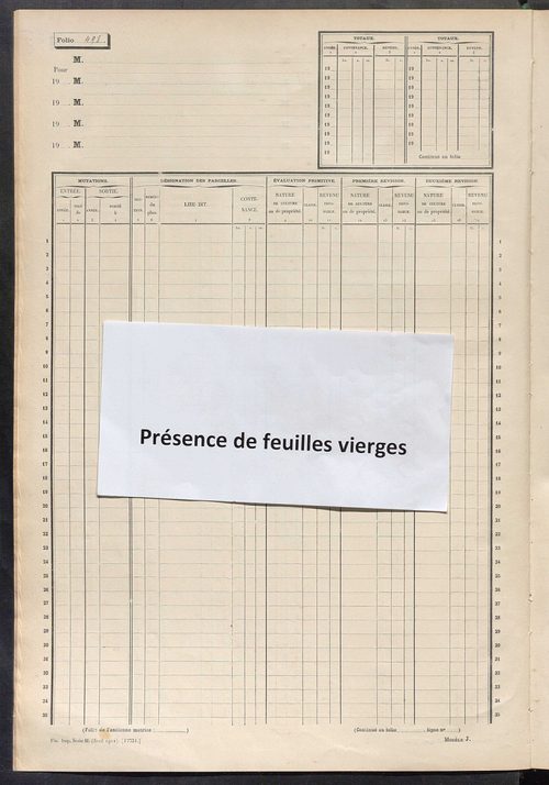 Matrice des propriétés non bâties, fol. 493 à 708.