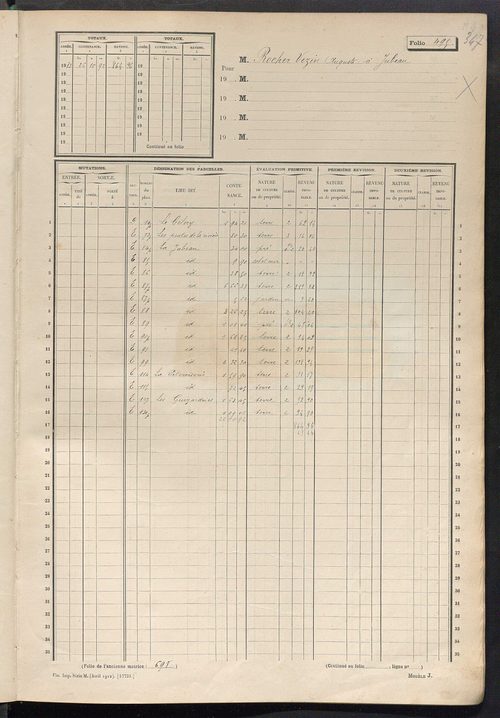Matrice des propriétés non bâties, fol. 493 à 708.