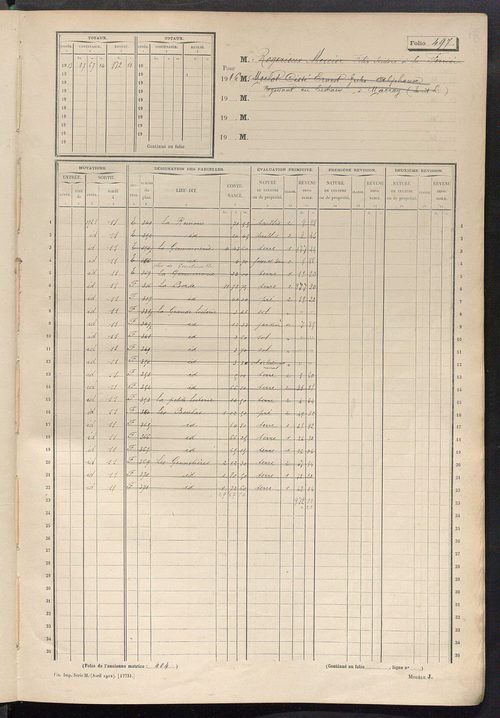 Matrice des propriétés non bâties, fol. 493 à 708.