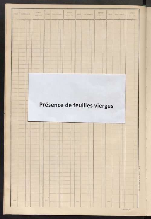 Tableau présentant les augmentations et les diminutions survenues dans la matière imposable ; récapitulation ; table alphabétique des propriétaires ; matrice des propriétés non bâties, fol. 1 à 492.