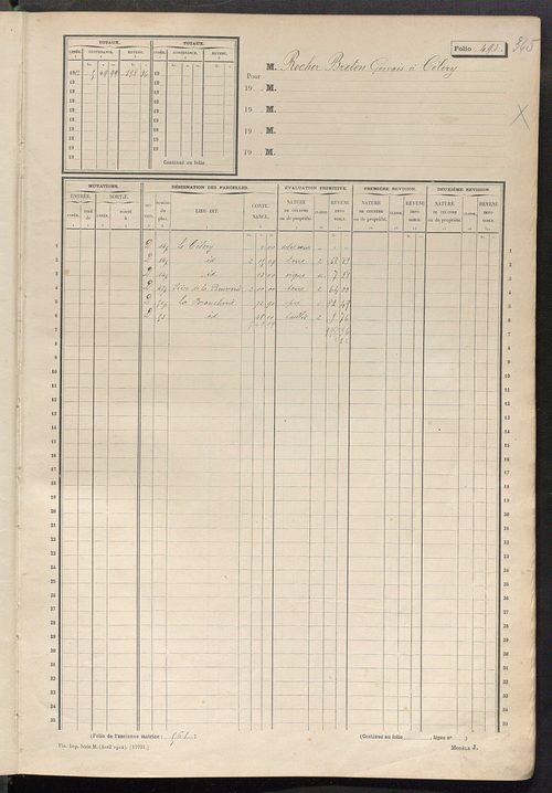 Matrice des propriétés non bâties, fol. 493 à 708.