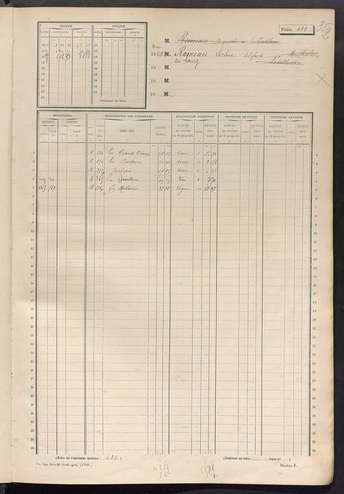 Matrice des propriétés non bâties, fol. 493 à 708.