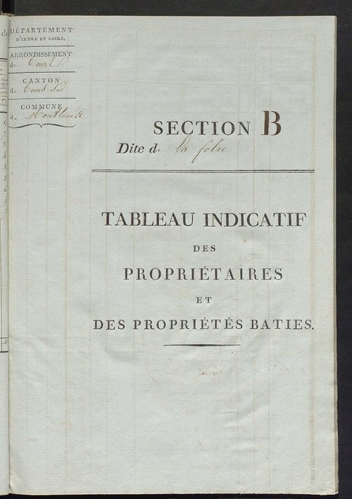 Tableau indicatif des propriétaires et des propriétés bâties.