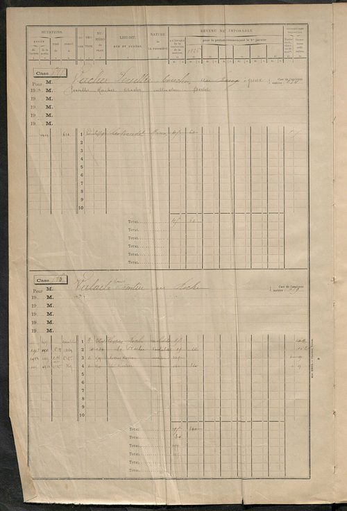 Matrice des propriétés bâties, cases 593 à 1295.