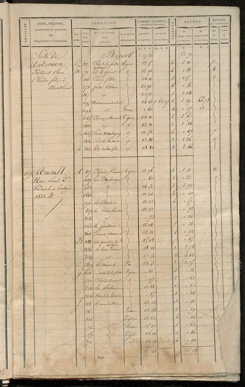 Matrice de rôle pour la contribution cadastrale, art. 1267 à 1941.