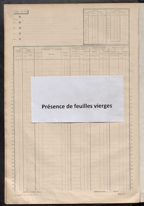 Matrice des propriétés non bâties, fol. 3001 à 3500.