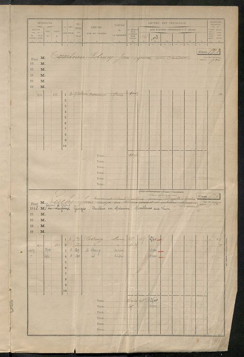 Matrice des propriétés bâties, cases 593 à 1295.