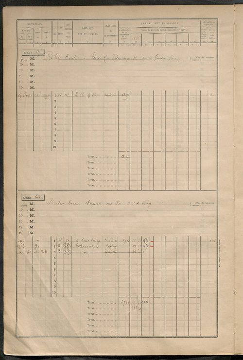 Matrice des propriétés bâties, cases 593 à 1295.