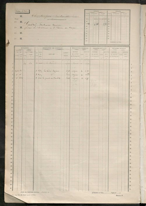 Matrice des propriétés non bâties, ol. 601 à 1200.