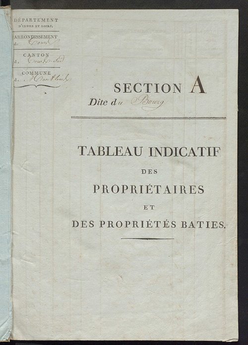 Tableau indicatif des propriétaires et des propriétés bâties.