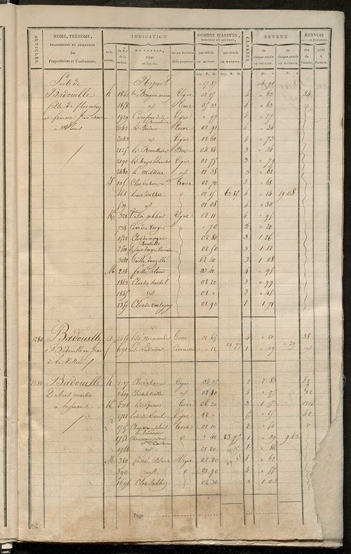 Matrice de rôle pour la contribution cadastrale, art. 1267 à 1941.