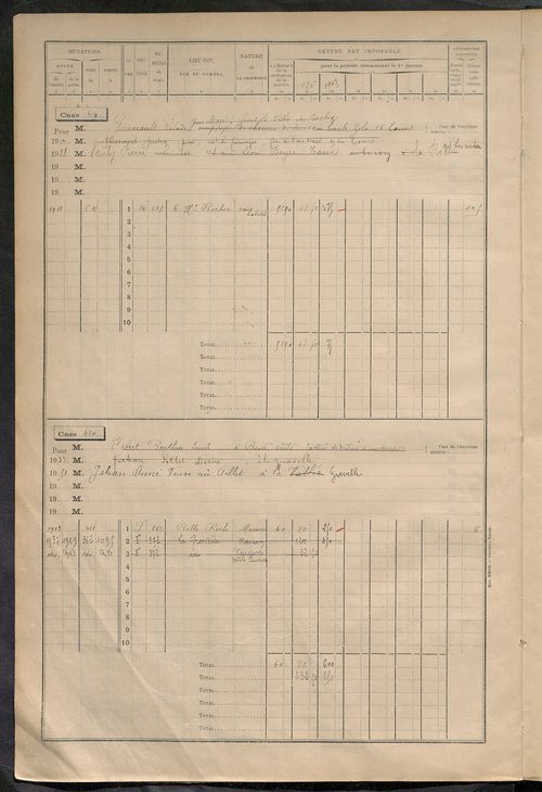 Matrice des propriétés bâties, cases 593 à 1295.