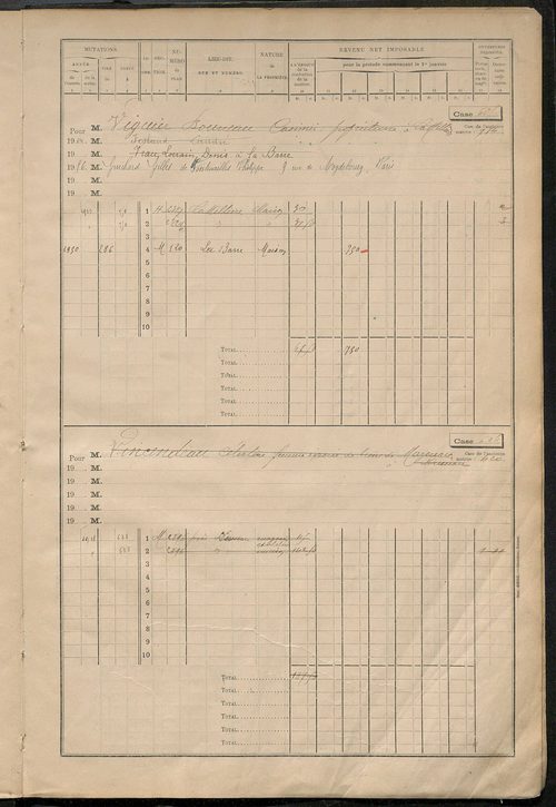 Matrice des propriétés bâties, cases 593 à 1295.