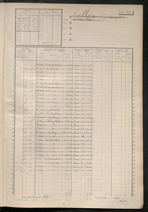 Matrice des propriétés non bâties, fol. 501 à 710.