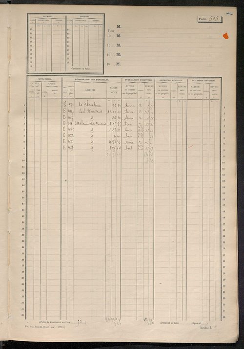 Matrice des propriétés non bâties, fol. 501 à 710.