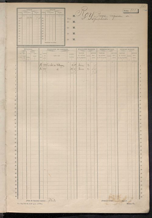 Matrice des propriétés non bâties, fol. 501 à 710.