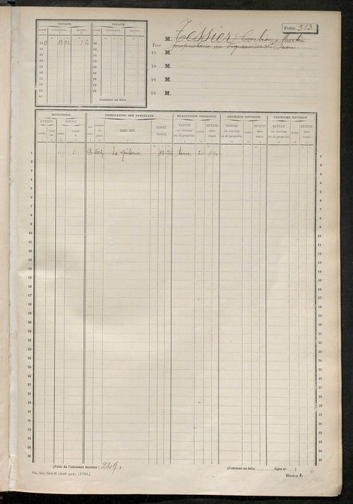 Matrice des propriétés non bâties, fol. 501 à 710.
