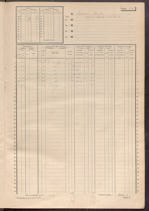 Matrice des propriétés non bâties, fol. 1091 à 1249.