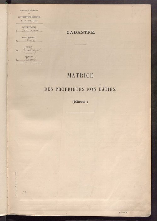 Tableau présentant les augmentations et les diminutions survenues dans la matière imposable ; récapitulation ; table alphabétique des propriétaires ; matrice des propriétés non bâties, fol. 1 à 498.