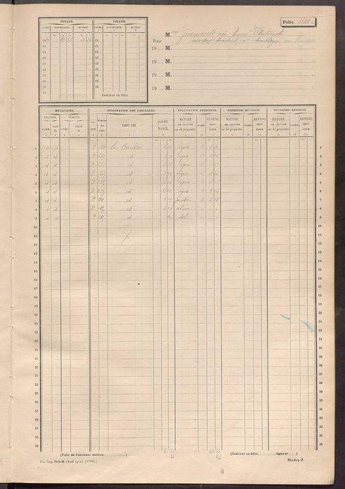 Matrice des propriétés non bâties, fol. 1091 à 1249.