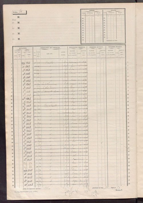 Matrice des propriétés non bâties, fol. 499 à 1090.