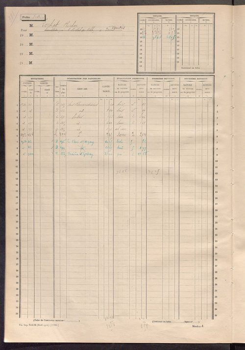 Matrice des propriétés non bâties, fol. 1091 à 1249.