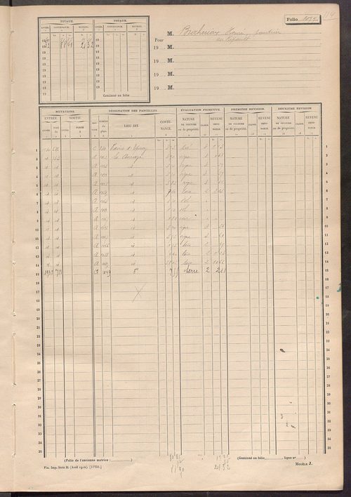 Matrice des propriétés non bâties, fol. 1091 à 1249.