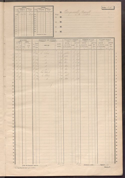 Matrice des propriétés non bâties, fol. 1091 à 1249.