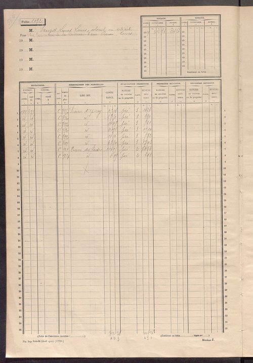 Matrice des propriétés non bâties, fol. 1091 à 1249.