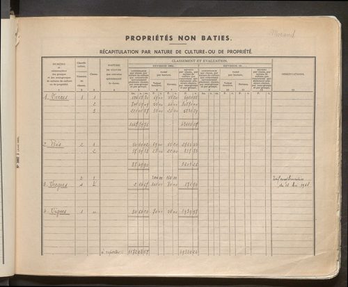 Table des comptes de la matrice. Comptes actifs personnes morales et A - P.