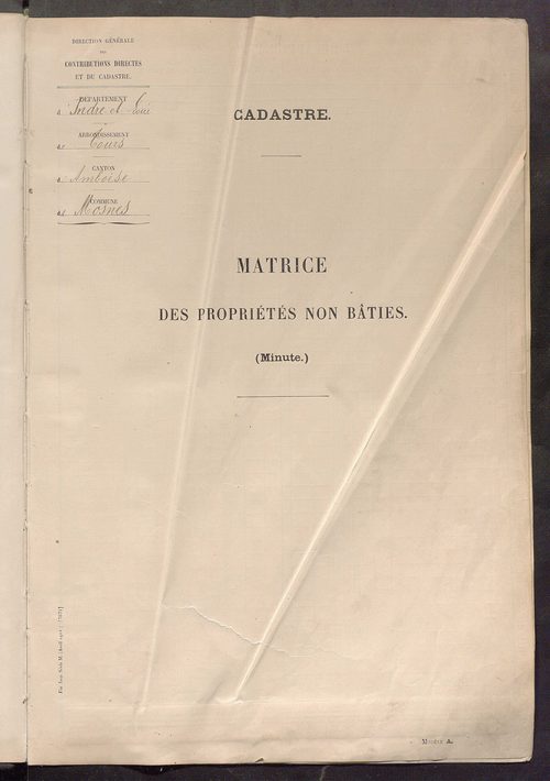 Tableau présentant les augmentations et les diminutions survenues dans la matière imposable ; récapitulation ; table alphabétique des propriétaires ; matrice des propriétés non bâties, fol. 1 à 488.