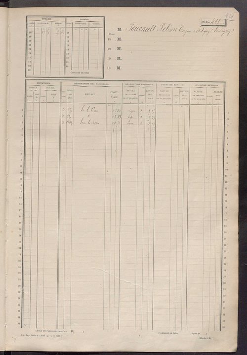 Matrice des propriétés non bâties, fol. 489 à 1088.