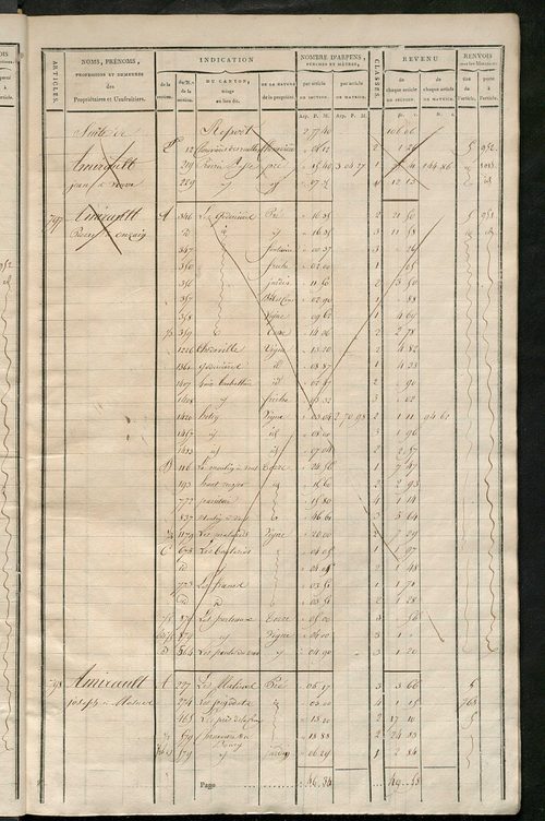 Matrice de rôle pour la contribution cadastrale, art. 795 à 1019.