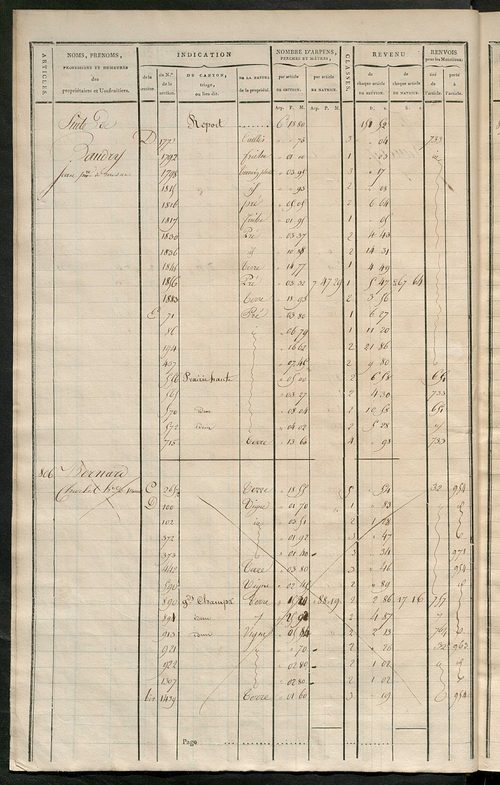 Matrice de rôle pour la contribution cadastrale, art. 795 à 1019.