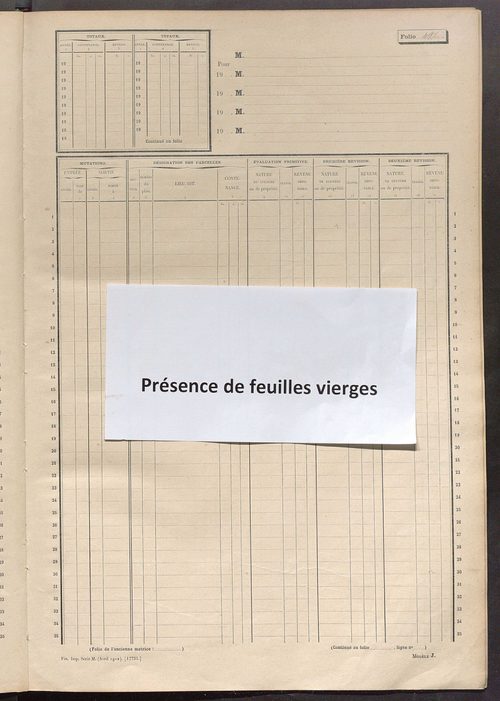 Matrice des propriétés non bâties, fol. 489 à 688.