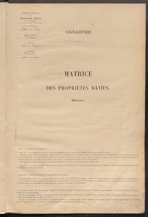 Matrice des propriétés bâties ; récapitulation ; table alphabétique des propriétaires.