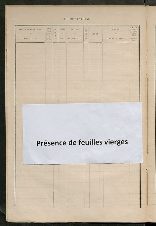 Matrice des propriétés bâties ; augmentations et diminutions, 1883-1891 ; séparation des revenus cadastraux afférents, pour l'année 1882, aux propriétés bâties et non bâties (état-balance) ; table alphabétique des propriétaires.