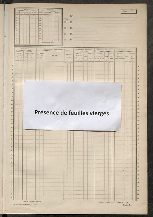Matrice des propriétés non bâties, fol. 499 à 780.